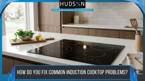 A sleek, modern induction cooktop installed in a clean kitchen countertop.