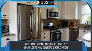 Appliance repair technician servicing a home kitchen in Poughkeepsie, NY