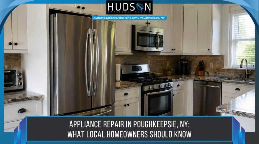 Appliance repair technician servicing a home kitchen in Poughkeepsie, NY